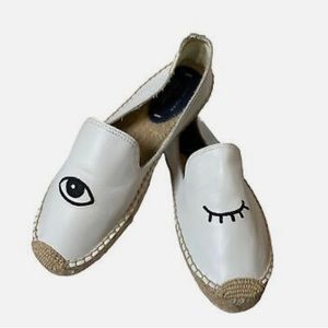 Soludos x Jason Polan Wink Embroidered Smoking Leather Slippers Espadrilles